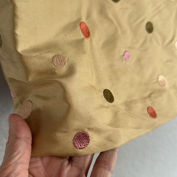 Spenser Jeremy 100% Silk Embroidered Polka Dot Skirt Tan Twee Preppy Office - Picture 2 of 6